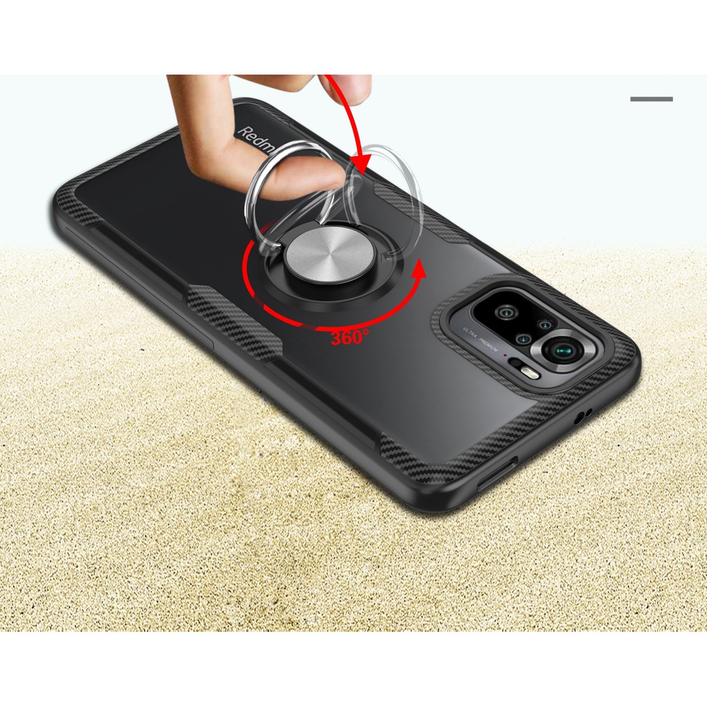 Ốp lưng Redmi Note 10 / Note 10s chống sốc giá đỡ nhẫn Iring lưng trong viền màu cao cấp