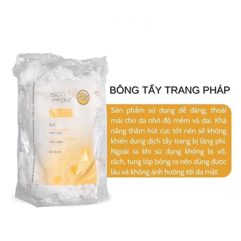 Bông Tẩy Trang Pháp Tetra Le Soin Laretat Pur 600 Miếng - Tic Medical Skincare