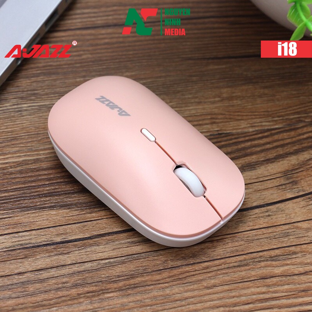 Chuột Không Dây Không Ồn AJAZZ i18 M106 (Silient Mouse) Màu Hồng - Hàng Chính Hãng