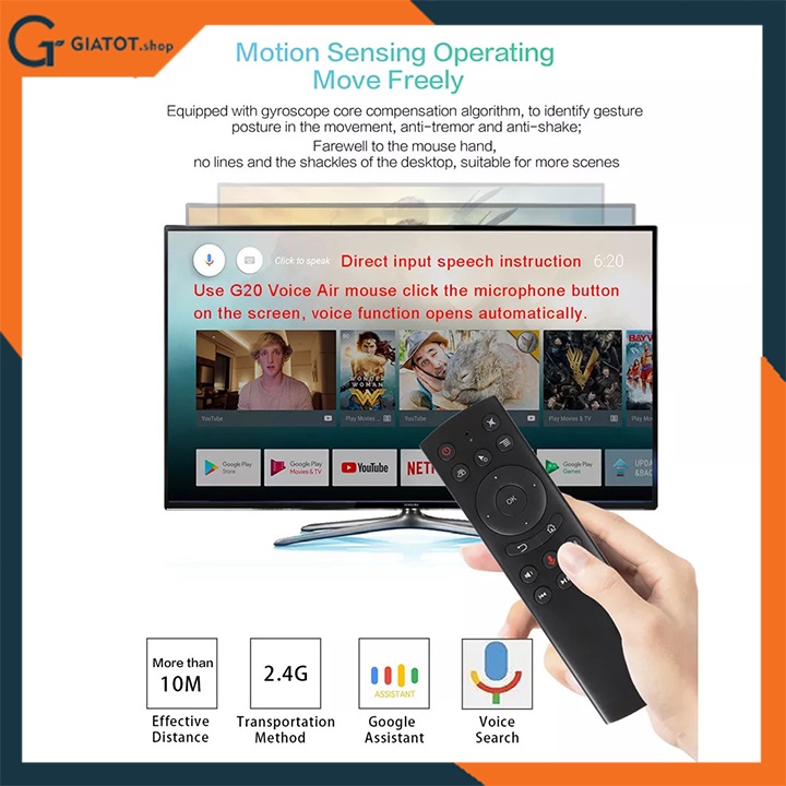 Điều khiển có tìm kiếm bằng giọng nói TZ05 cao cấp,Chuột Bay G20s, hàng đẹp Smarttnt.vn