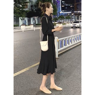 Đầm maxi phối hai túi đuôi cá thắt eo - g811