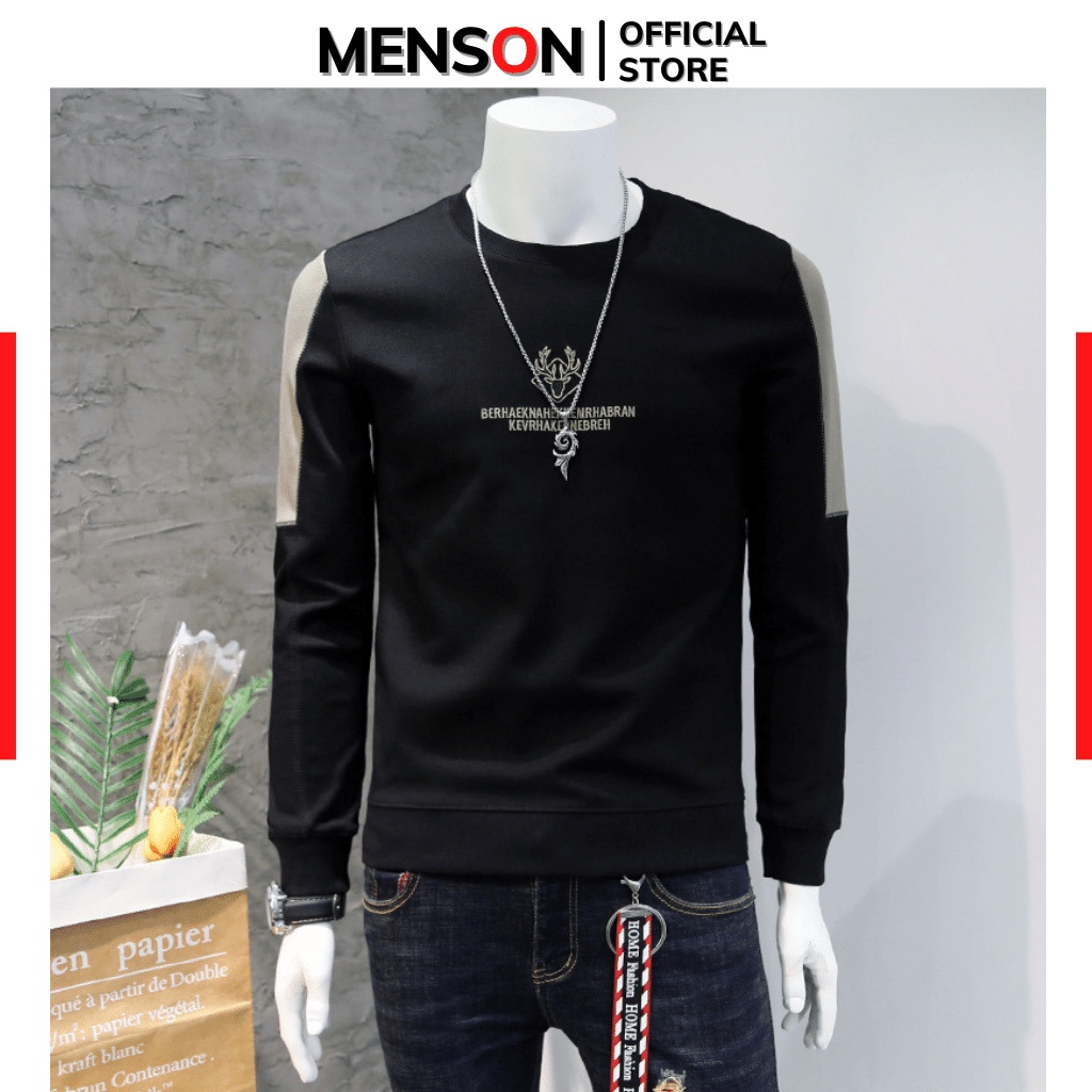 Áo nỉ nam dài tay cổ tròn HÀNG CAO CẤP chất đẹp Áo nỉ len thu đông chính hãng chất mềm mịn MENSON AL14