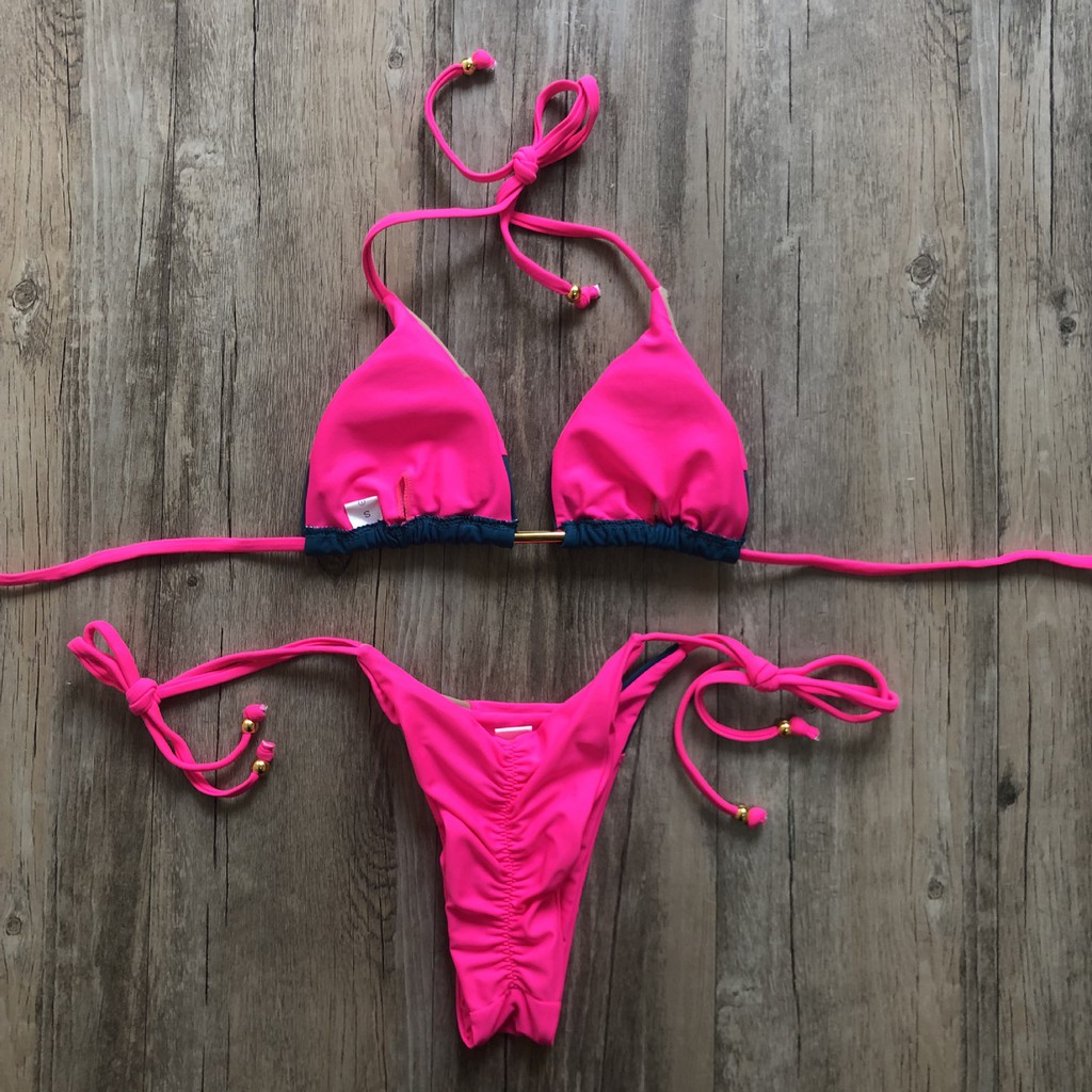 [BKN1326] &lt;ÂU&gt; SET BIKINI MIX MÀU HỒNG/XANH QUẦN THONG/LỌT KHE