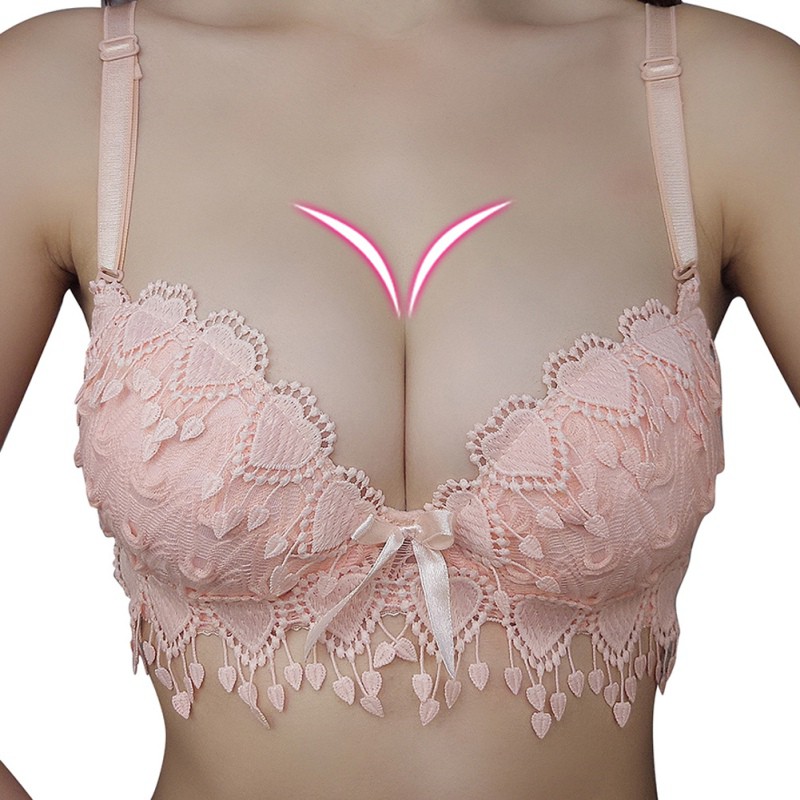 Bộ áo ngực ren hoa hình tim + Quần lót