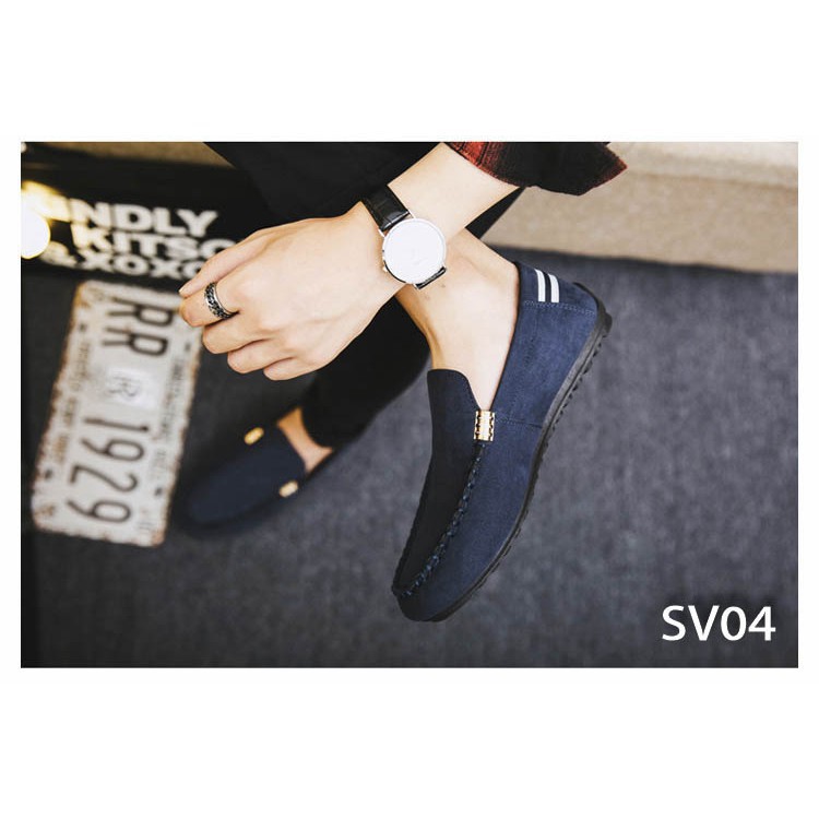 [ Cực Hot ] Giày Lười Nam Cao Cấp Phong Cách Hàn Quốc Phong Cách - Màu Xanh Navy SV04 | BigBuy360 - bigbuy360.vn
