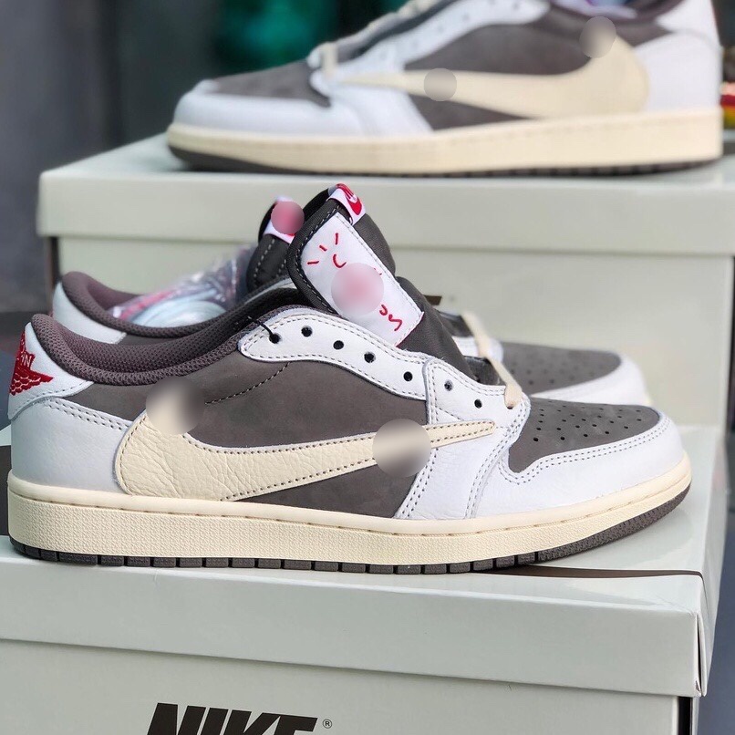 Giày Sneaker Tra.vis Scott x Air Jor.dan1,Giầy thể thao Mocha Nâu Trắng Sữa Cổ Thấp Siêu Phong Cách
