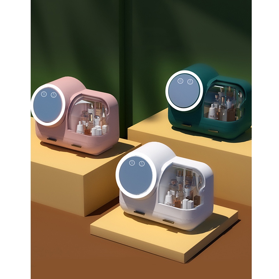 Tủ đựng đồ nữ trang có gương led xịn xò, Hộp đựng đồ trang điểm để bàn