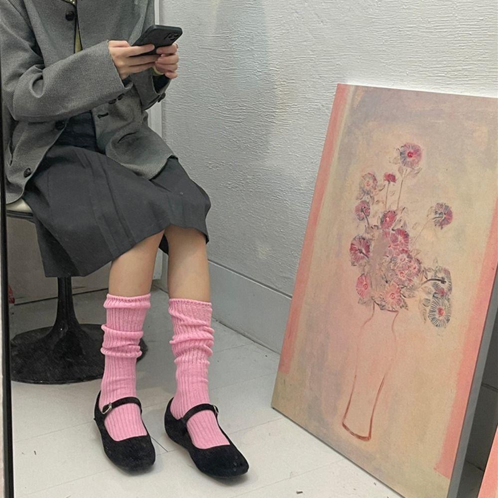 Vớ Dệt Kim Dài Đến Đầu Gối Màu Sắc Ngọt Ngào Phong Cách Nhật Bản Cho Nữ