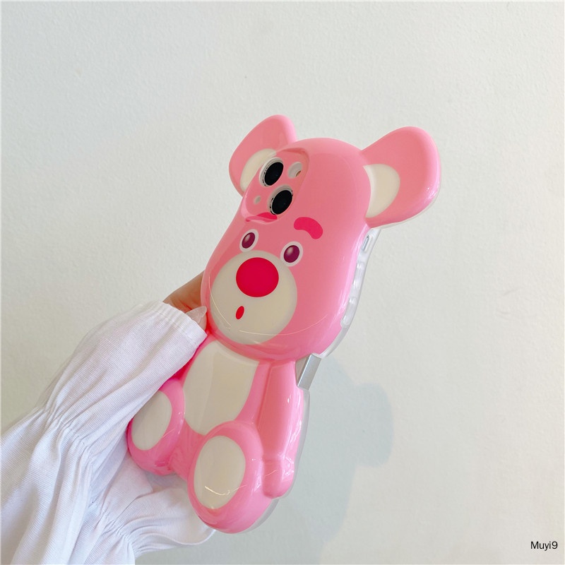 Ốp Điện Thoại In Hình Gấu/Dâu Tây Hoạt Hình Vui Nhộn 3D Mới Cho iPhone13ProMax i13 12ProMax IX11PROMAX XR