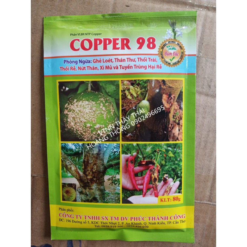 COPPER 98 ngừa Thán Thư, Thối Rễ,Thối Trái, Nứt Thân, Xi Mủ,Tuyến Trùng Rễ-hoạt chất Copper Sulphate Pentahydrate