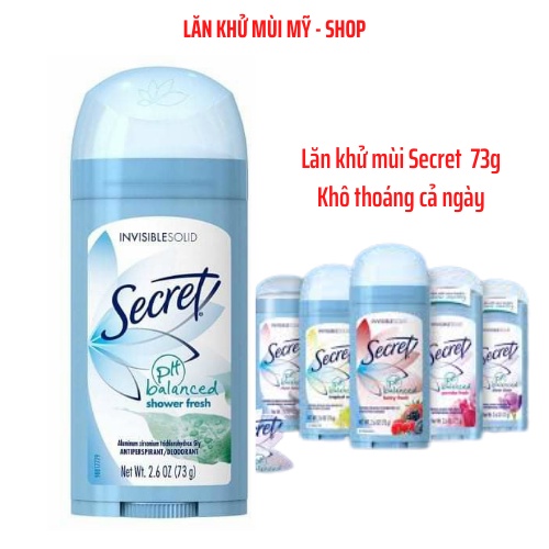 [USA] Lăn Khử Mùi Secret Invisible Solid Nữ Tươi Mát Khô Thoáng 73g