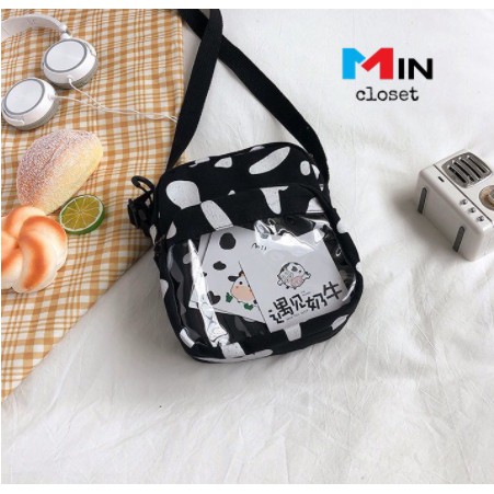Túi đeo chéo bò sưa có móc khóa xinh xắn