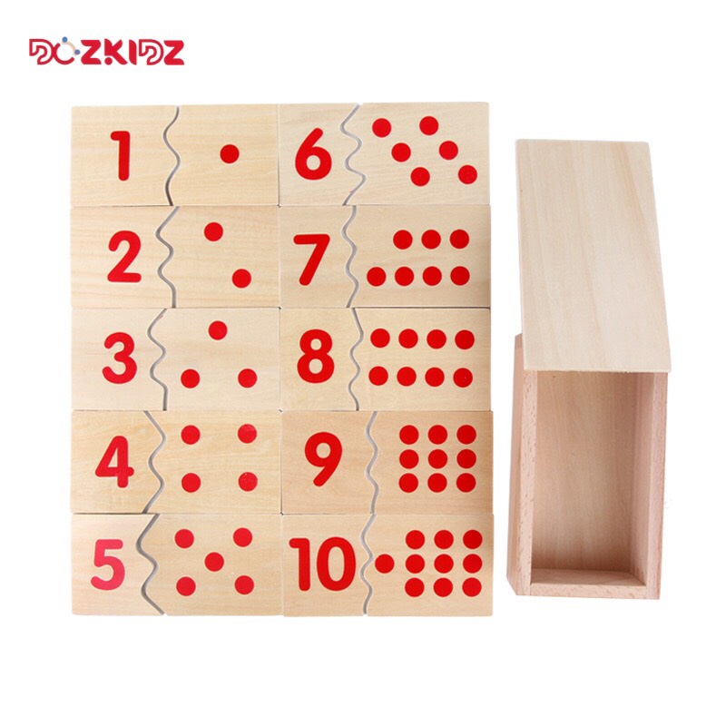 Đồ chơi giáo dục - Bộ ghép số học số và học đếm Montessori bằng gỗ - DOZKIDZ