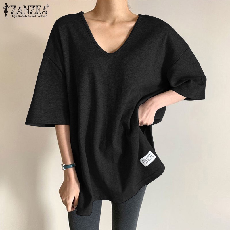 Áo thun Zanzea tay ngắn xẻ tà thời trang dành cho nữ