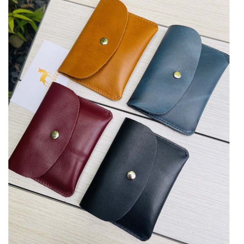 Ví namecard nhỏ gọn unisex da bò thật nhập khẩu có bốn màu ,đen,xanh navy,đỏ,nâu bò bh 12 tháng