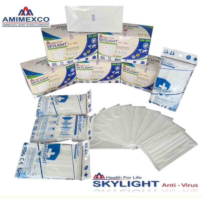 Khẩu trang SkylightMIỄN PHÍ VẬN CHUYỂN ngăn ngừa vi khuẩn lọc bụi đến 99% bảo vệ sức khoẻ chất liệu giấy kháng khuẩn