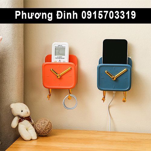 Kệ để REMOTE, ĐIỆN THOẠI dán tường, cắm sạc đa năng