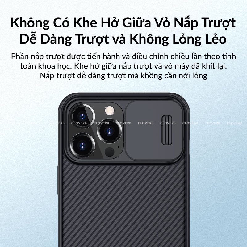 Ốp Lưng Chống Sốc NILLKIN CamShield Pro Thiết Kế Nắp Trượt Bảo Vệ Camera Viền Chống Trược Không Bám Vân Tay Cho iP13