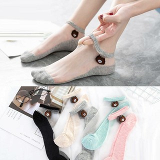 Set 10 Đôi Tất Gấu Ren Kính Cho Bạn Nữ Siêu Hot - Loại Ren Kính - Tất Kính Trong Suốt