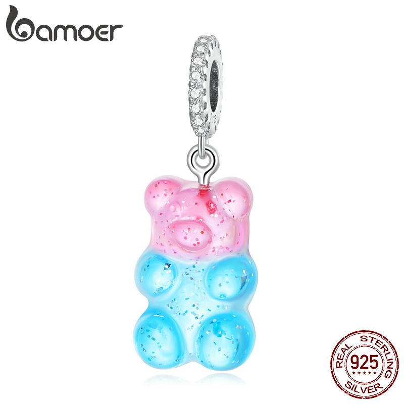 Mặt dây BAMOER SCC2221 bằng bạc 925 hình gấu dễ thương trang trí đồ trang sức