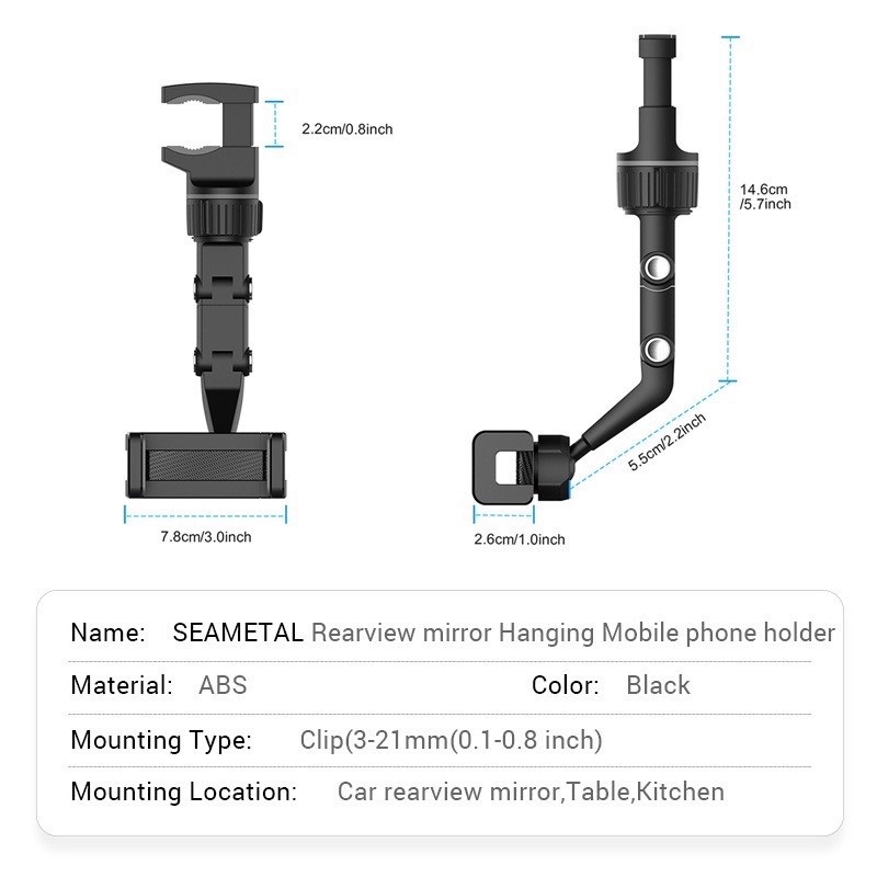 Giá đỡ kẹp điện thoại xoay 360 ° Green tự động gắn gương chiếu hậu tựa đầu phụ kiện tiện ích H991