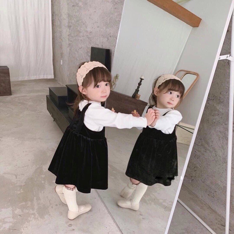 VÁY NHUNG 2 MÀU CHO BÉ