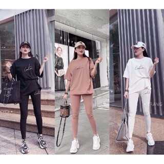 Bộ thun cotton thêu chữ cao cấp