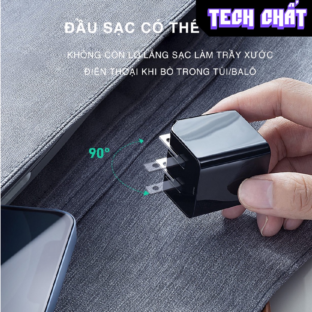 Củ sạc nhanh 30W GAN chính hãng AUKEY PA-Y30S cực nhỏ gọn cho iphone 6 7 8 se x xr xs 11 12 13 14 plus pro max tech chất