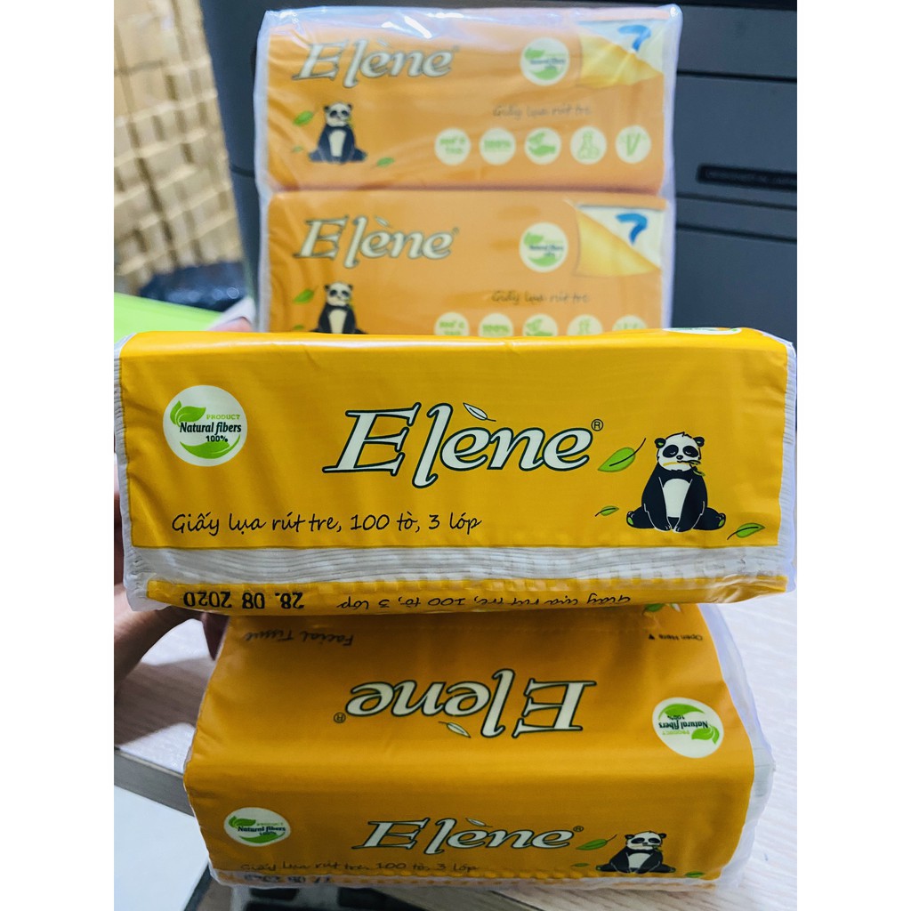Combo 2 gói khăn giấy rút gấu trúc Elene 100 tờ 3 lớp (Hàng công ty Thuận Phát)