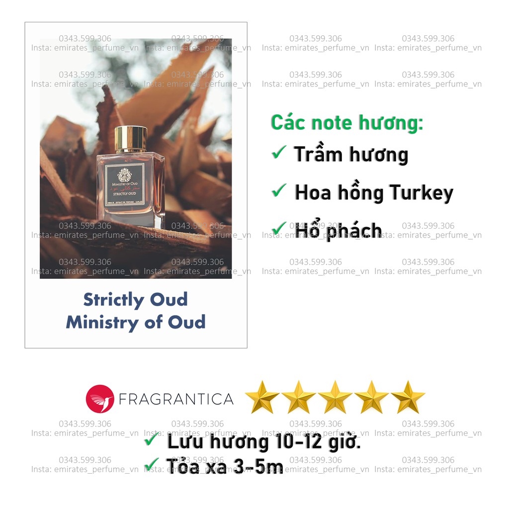 [MẪU THỬ 10ml] Nước hoa chính hãng Strictly Oud 100ml EDP (Ministry of Oud - Made in UAE)