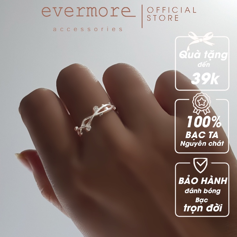 Nhẫn bạc S925 EVERMORE, nhẫn bạc lá liễu willow thanh lịch, minimalism - N062