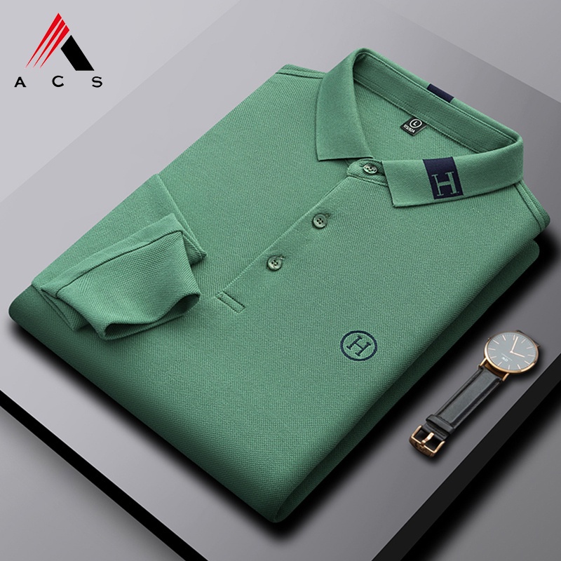 Áo polo tay dài thêu họa tiết kiểu cổ điển cá tính cho nam