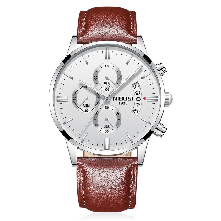 ĐỒNG HỒ NAM NIBOSI 2309(1985) CHẠY 6 KIM CHÍNH HÃNG, DÂY DA CAO CẤP, SIÊU CHỐNG NƯỚC CHỐNG XƯỚC Bán lẻ giá sỉ