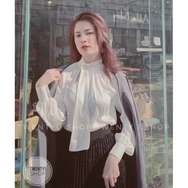 bán sỉ sơ mi lụa tằm cài nơ