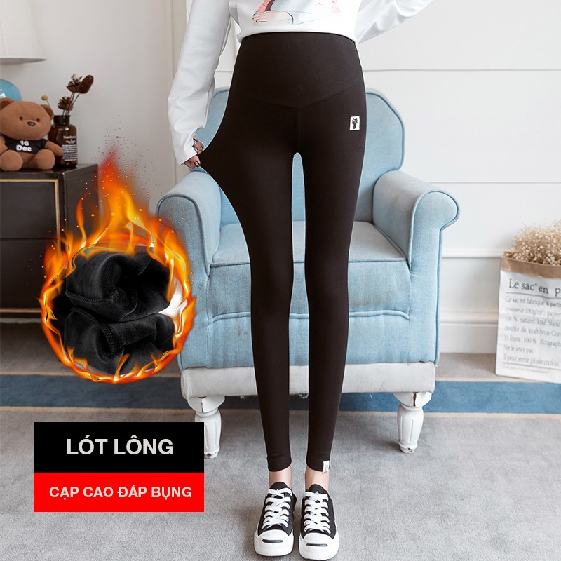 Quần legging bầu mèo lót lông cạp cao HX4604 Honey Mommy 💝 '