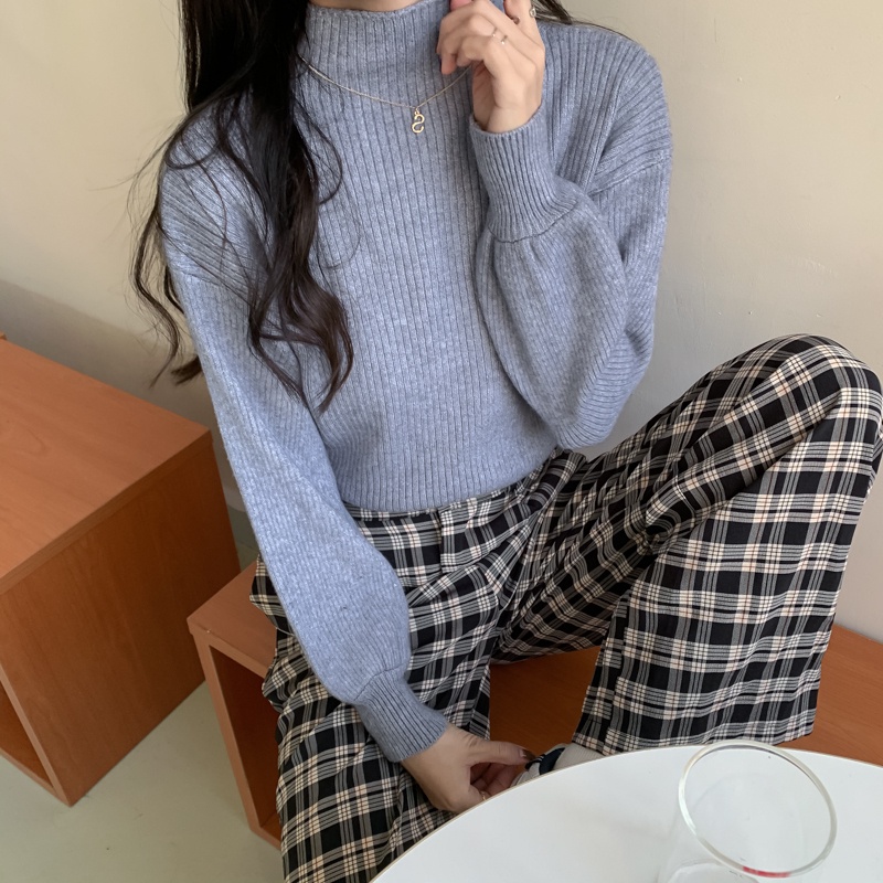 Áo len ZHELIHANGFEI dệt kim tay dài cổ cao dáng ôm thiết kế thanh lịch cho nữ