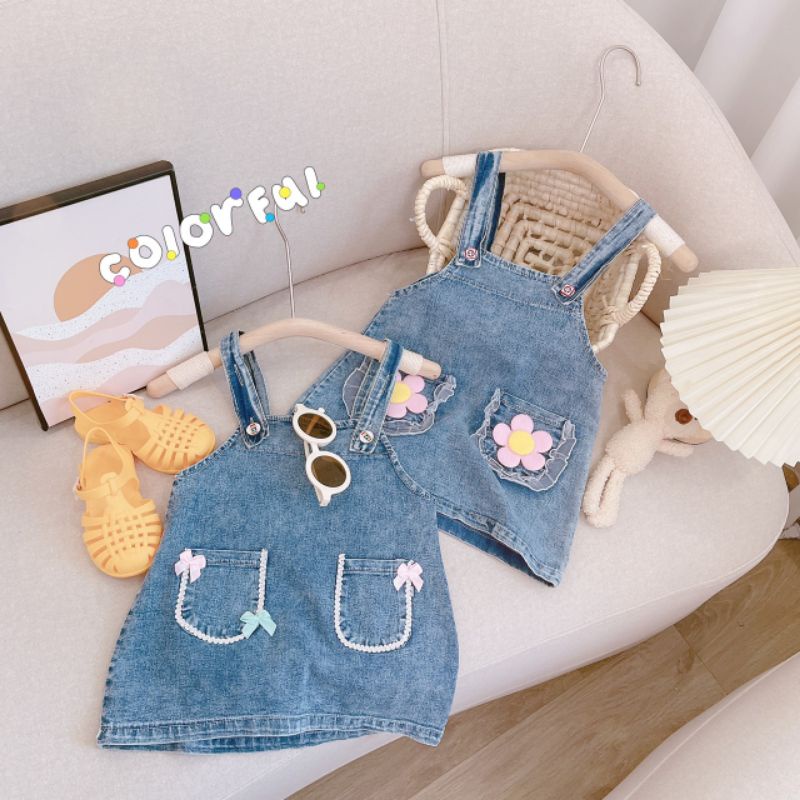 Váy yếm bé gái 9-19kg❤ chất jeans mềm mát❤ yếm bò bé gái
