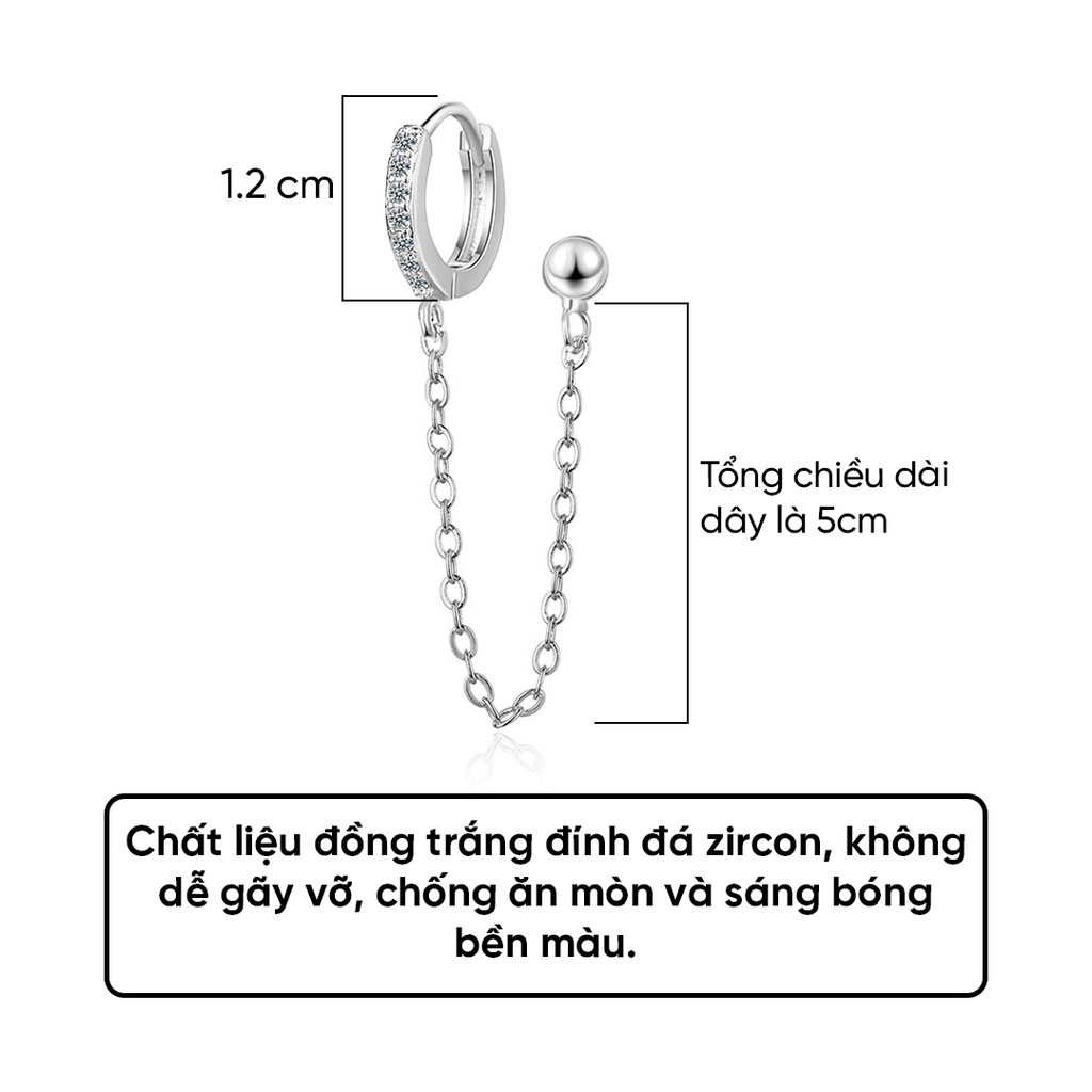 Khuyên Tai Bông Tai Nữ Dáng Dây Tròn Đeo Vành Tai Xỏ 2 Lỗ C26
