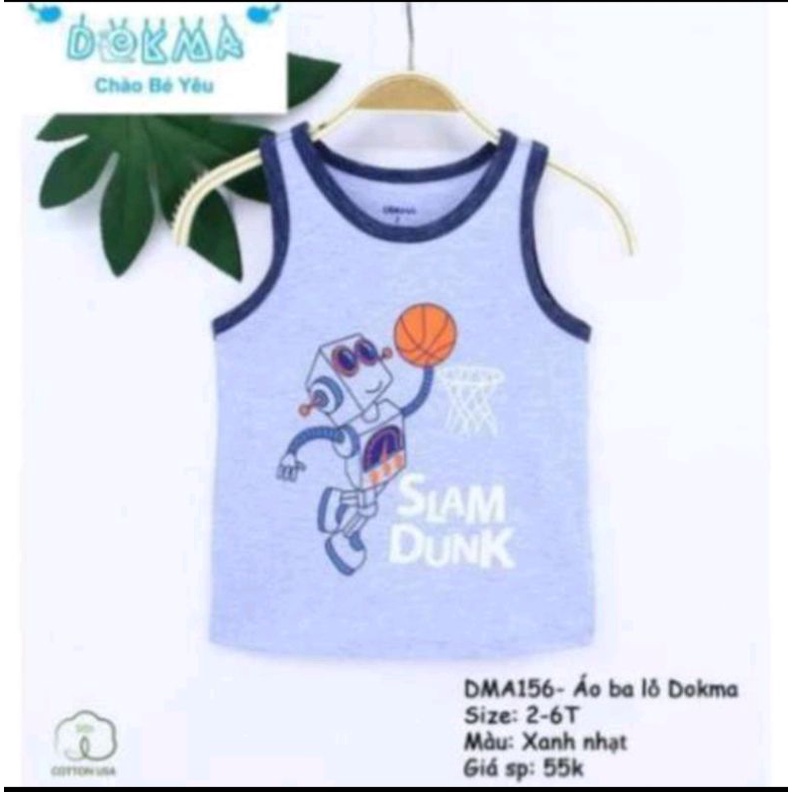 Áo ba lỗ dokma bé trai cute siêu mát, thấm hút tốt, thoải mái 2-6T