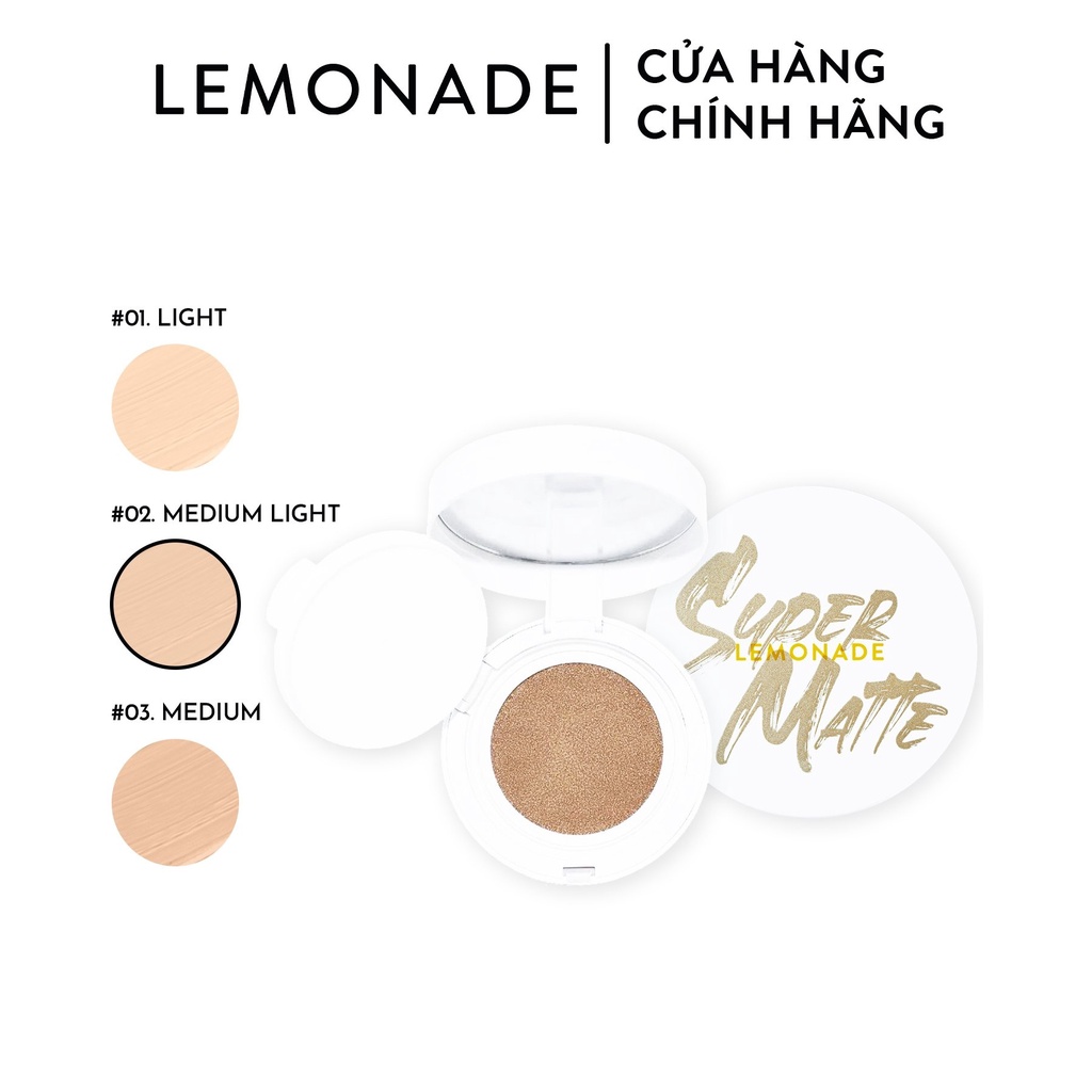 Phấn Nước Siêu Kiềm Dầu Lemonade Supermatte Cushion 15g - Siêu Mịn Lì, Kiềm Dầu Bền Đẹp