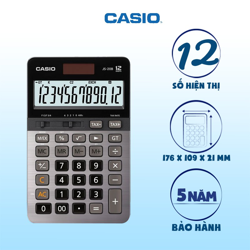 Máy Tính Casio JS-20B chính hãng chuyên dụng dành cho văn phòng, kế toán, ngân hàng