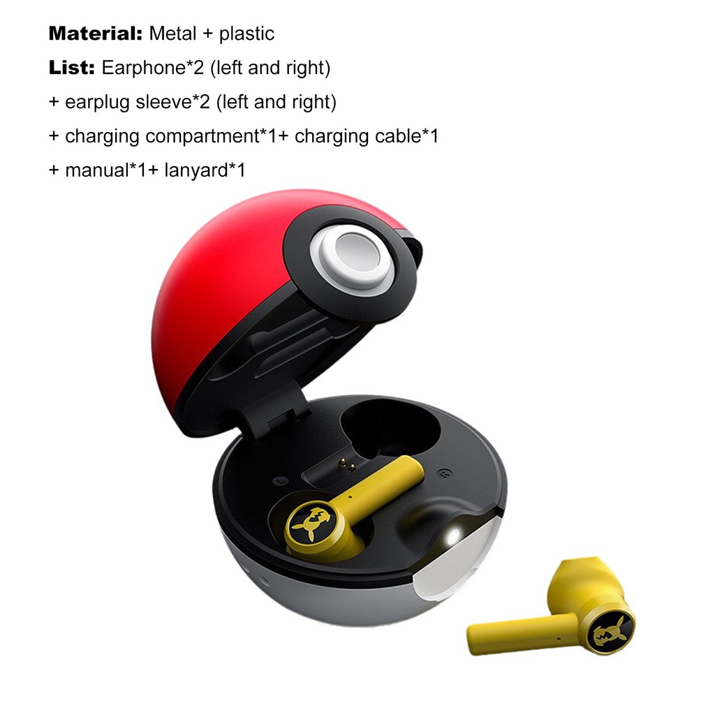 1 Bộ Tai Nghe Nhét Tai Không Dây Bluetooth Abs Hình Pikachu Cho Văn Phòng