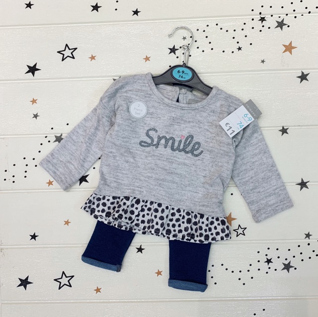 Set áo len kèm quần legging smile