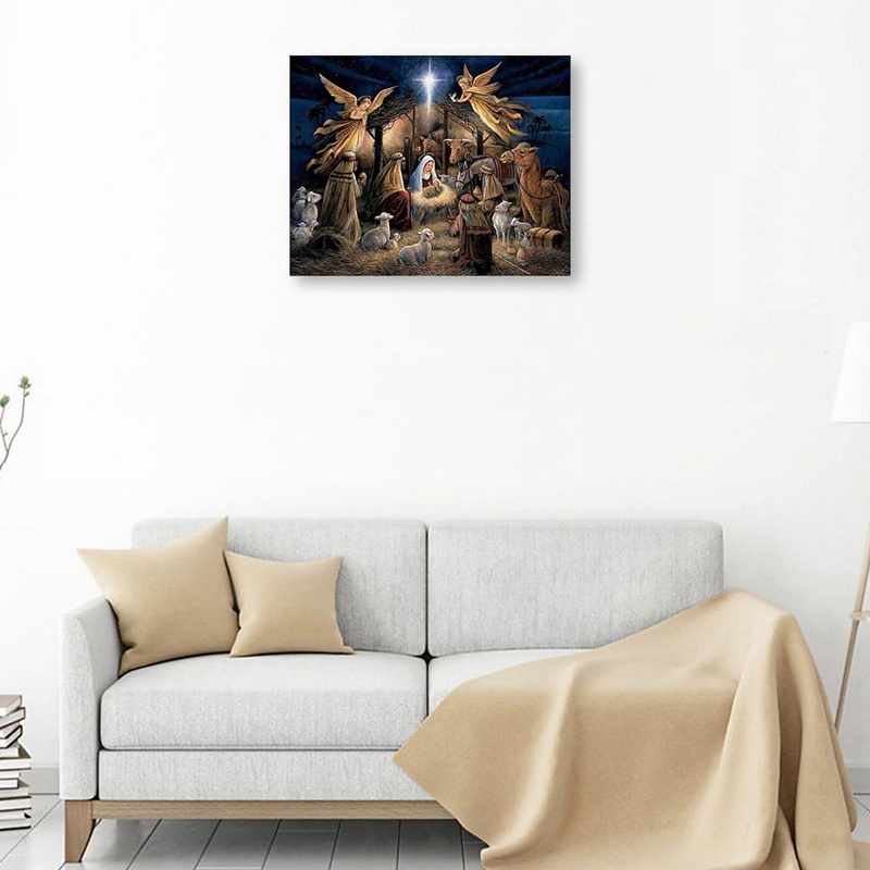 Bộ Tranh Đính Đá Tròn Diy Hình Chúa Jesus Và Thiên Thần Trang Trí Nhà Cửa