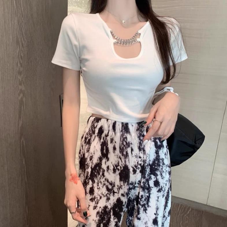 🌱ÁO CROPTOP TAY NGẮN PHỐI XÍCH🌱 ÁO THUN NỮ NHIỀU MÀU