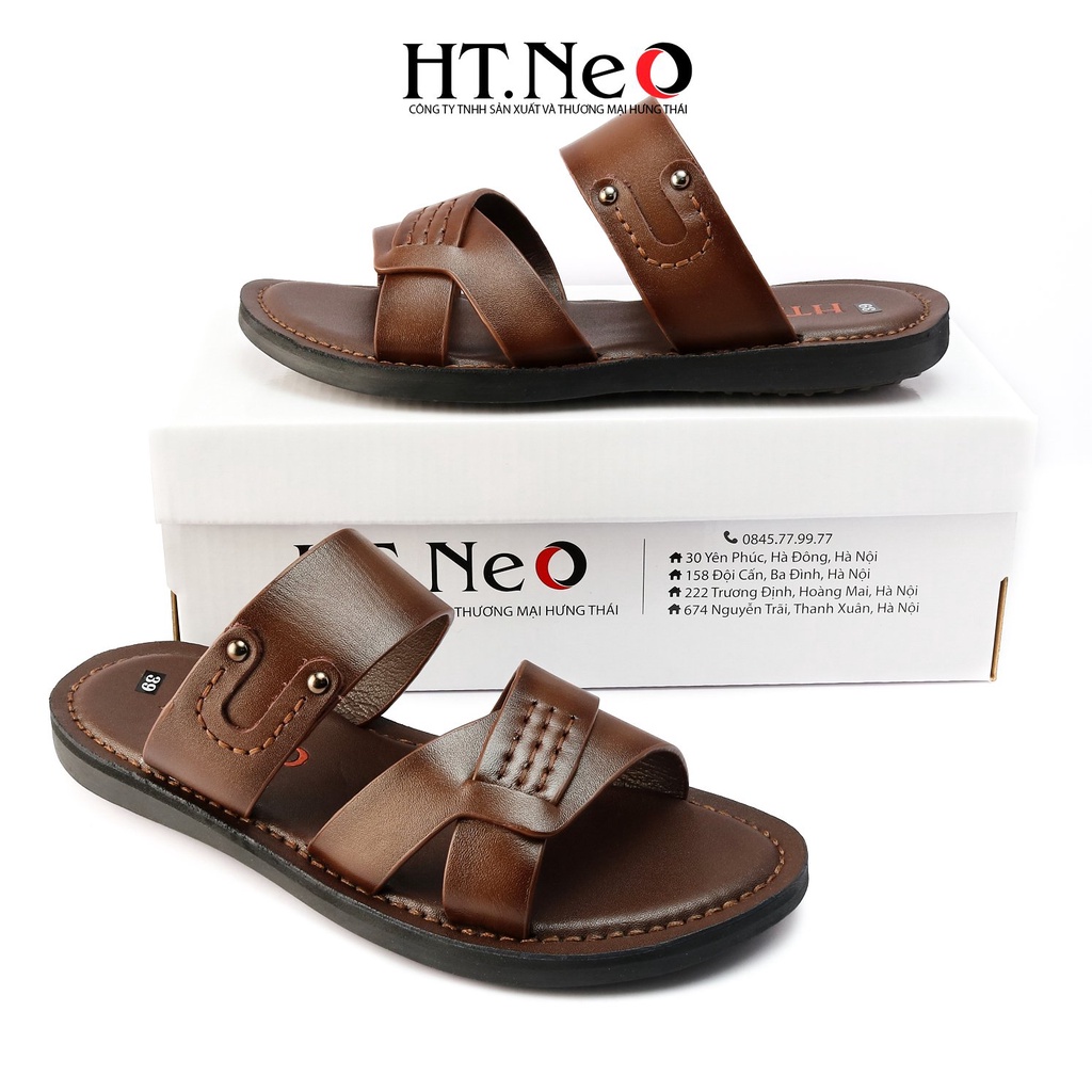 Sandal nam HT.NEO 100% da bò mềm mại, đế cao su nguyên khối, khâu may chân quai siêu chắc chắn SD132