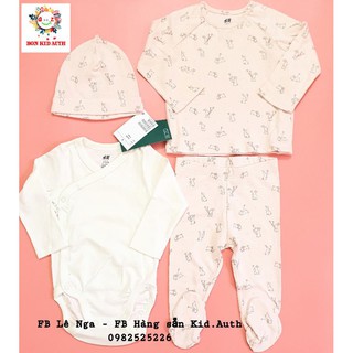 Set sơ sinh 4ct săn sale H.M C.h.i.n.a chuẩn auth size 4-6m
