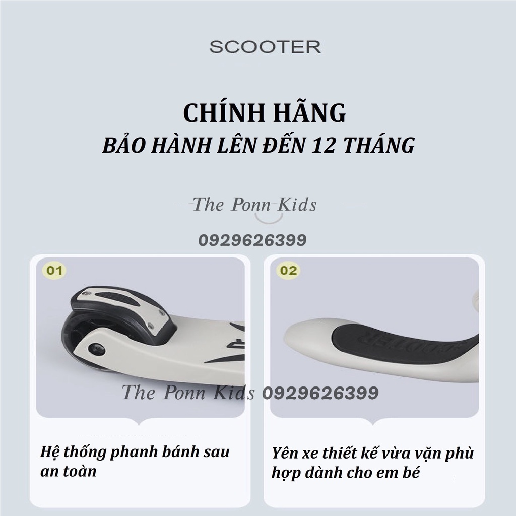 Xe Scooter cho bé PETER PAN 3IN1 Có Tay Đẩy, Vòng Bảo Vệ - Trượt chòi chân đẩy từ 1-6 tuổi-Scoot and ride