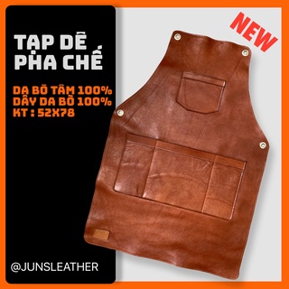 Tạp dề da bò cao cấp của junsleather dành cho barista và bartender cam kết da thật 100%