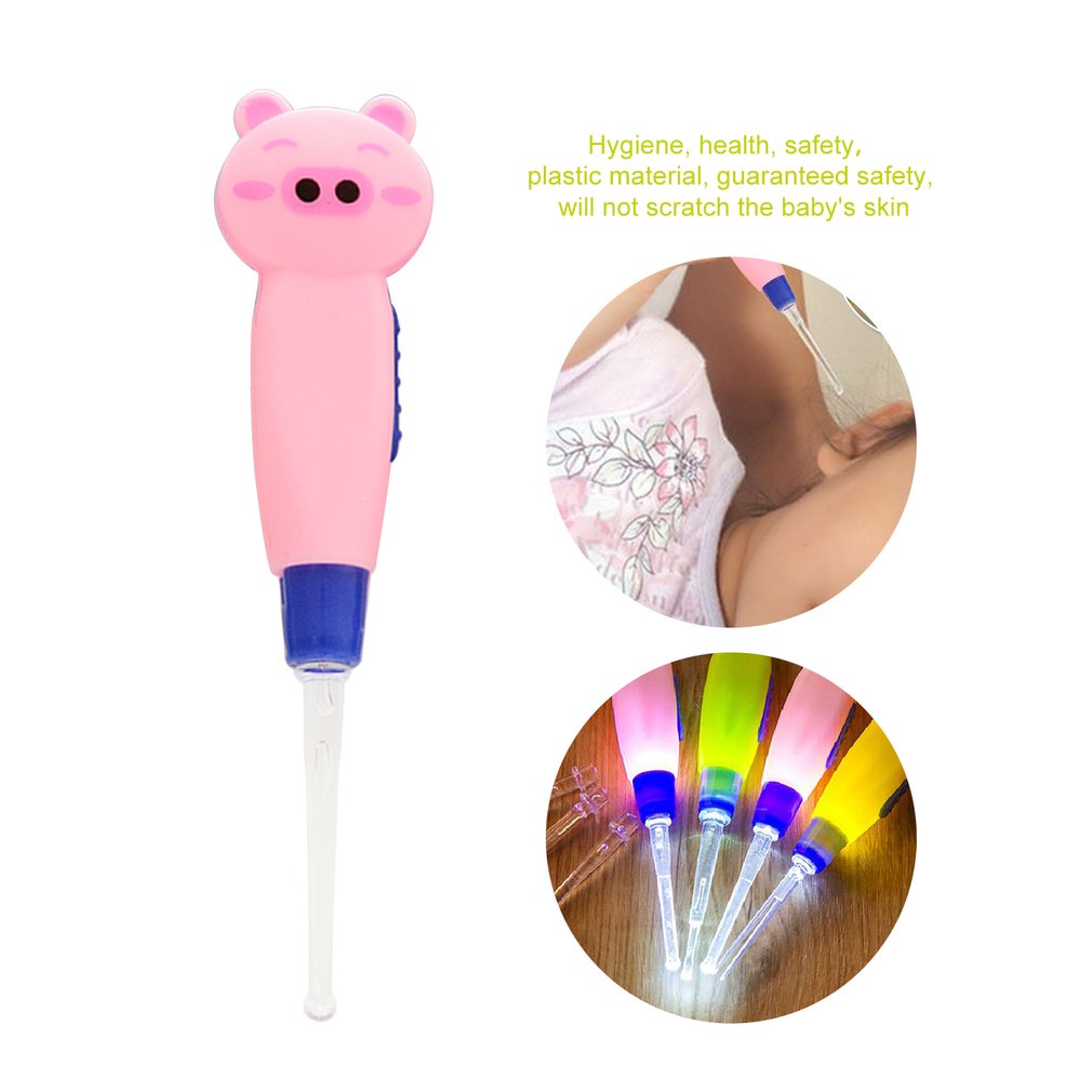 1 Bộ Dụng Cụ Vệ Sinh Tai Có Đèn LED Hình Hoạt Hình Ngẫu Nhiên